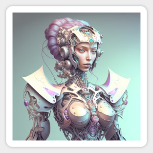 Portrait in Pastel Colors of A Fractal Robot Sticker